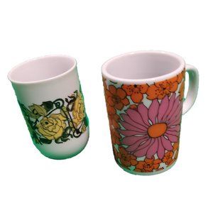 Set of 2 Mismatched Flower Power 70's Mugs